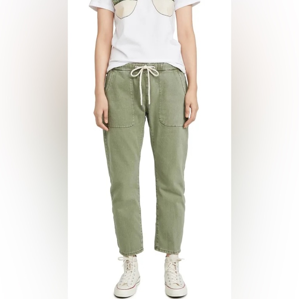 One Teaspoon Olive Mid-rise cotton drawstring boyfriend Jeans Medium